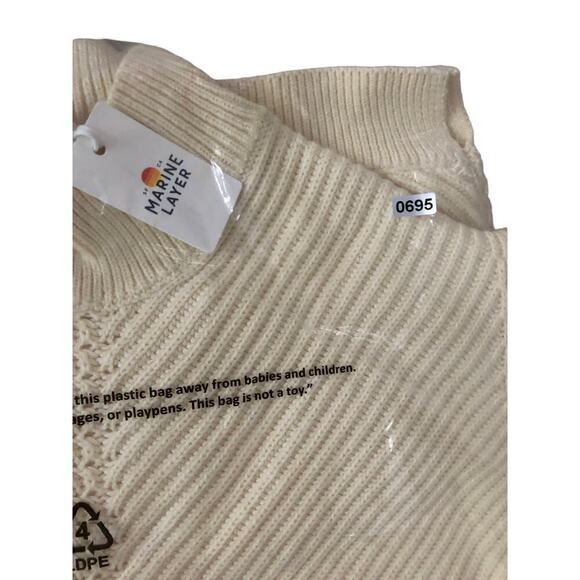 Marine Layer Skylar Sweater Knit Chevron Mock Turtleneck Pullover Ivory NWT XS - Picture 8 of 8